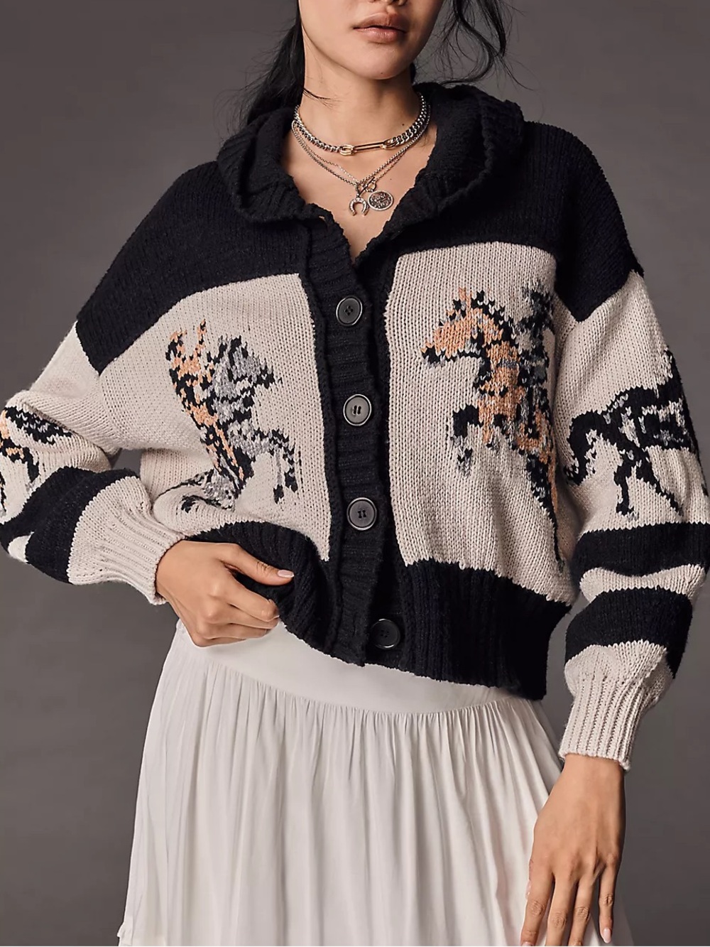 NWT Size S - Anthro Pilcro Horse Graphic Cardigan Cotton Blend (US$ 198)